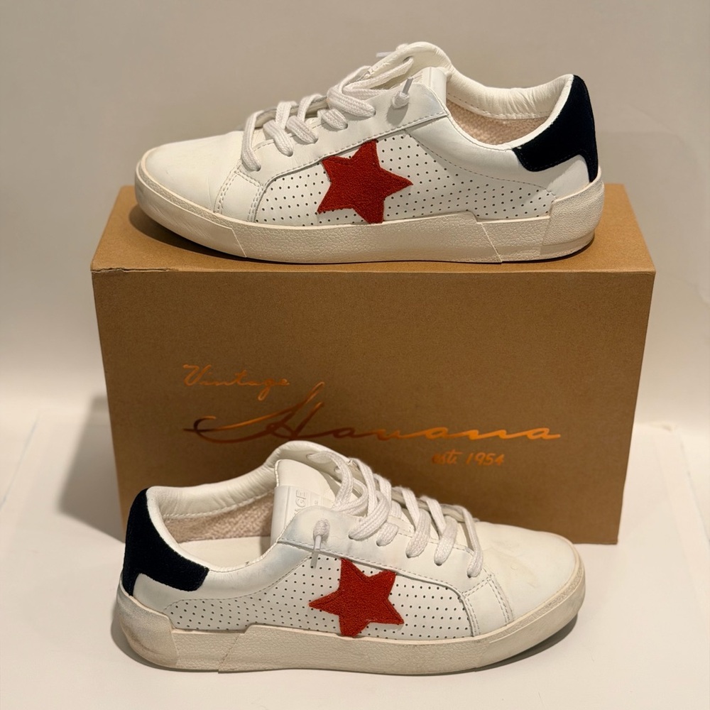 Vintage Havana White and Red Star Sneakers